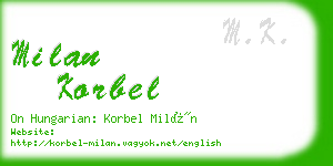 milan korbel business card